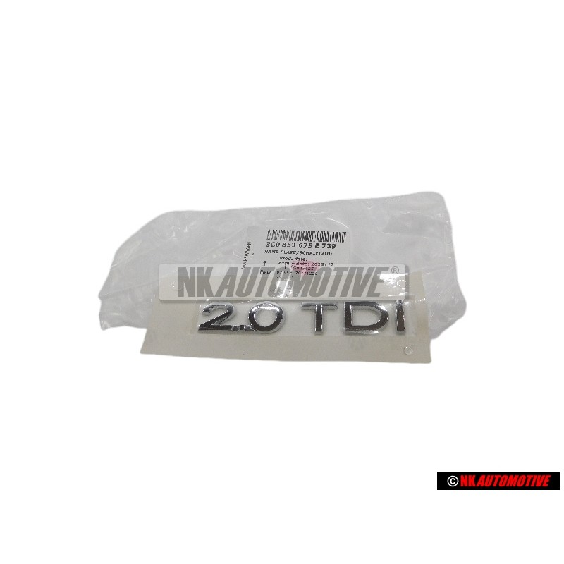 VW Original 2.0 TDI Trasero Rotulo Insignia Emblema Cromo - 3C0853675E 739