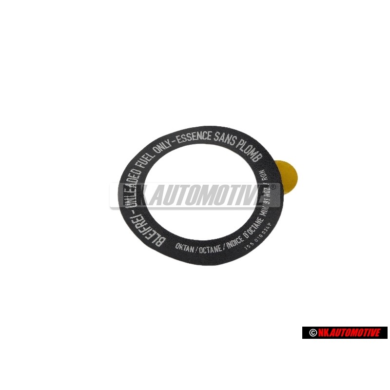 VW Original Placa 'Sin Plomo / ' *Unleaded Fuel Only / Unique - 155010024P
