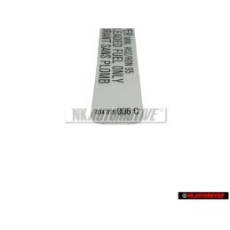 VW Original Placa 'Super Sin Plomo' Premium Unleaded Fuel Only - 034010006C