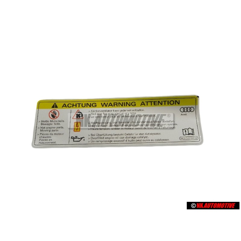 VW Original Placa Ident. 'Cuidado Alta Tension, Antes De Tocar - 8K0010520A
