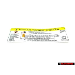 VW Original Placa Ident. 'Cuidado Alta Tension, Antes De Tocar - 8K0010520A