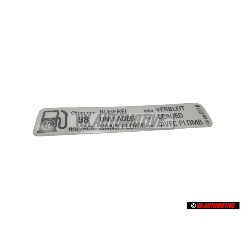 VW Original Placa De Identificacion Sin Plomo Unleaded Sansplomb - 037010057R