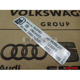 VW Original Placa De Identificacion Sin Plomo Unleaded Sansplomb - 037010057R