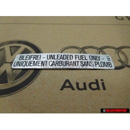 VW Original Adhesivo 'Unleaded' Fuel Only / Uniquement - 000010018C