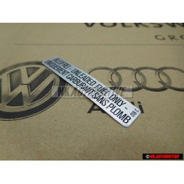 VW Original Adhesivo 'Unleaded' Fuel Only / Uniquement - 000010018C