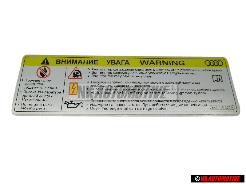 Audi Original Placa Ident. 'Cuidado Alta Tension, Antes De Tocar - 8K0010520F