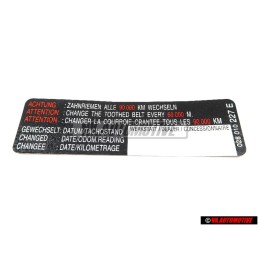 VW Original Adhesivo 'Atencion' Cambiar La Correa Dentada - 028010227E