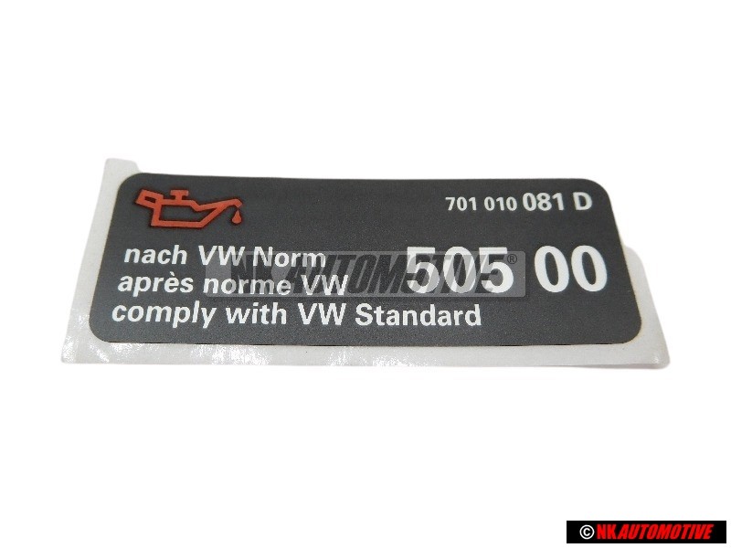 VW Original Adhesivo 'Aceite Segun Norma VW' - 701010081D