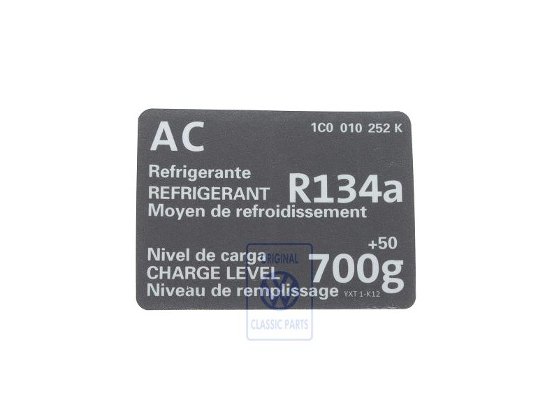 VW Original Adhesivo P.Acondicionador Aire - 1C0010252K
