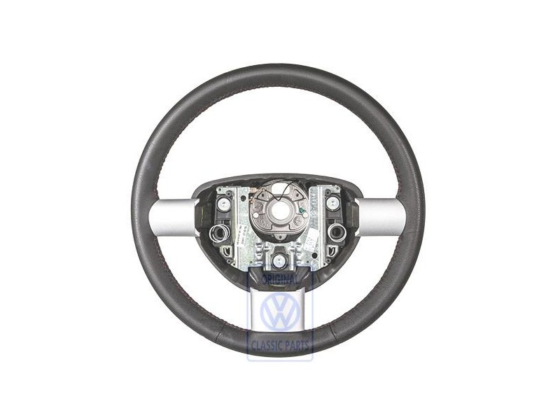VW Original Volante Direccion (Cuero) Negro/Rojo - 1C0419091BTTBH