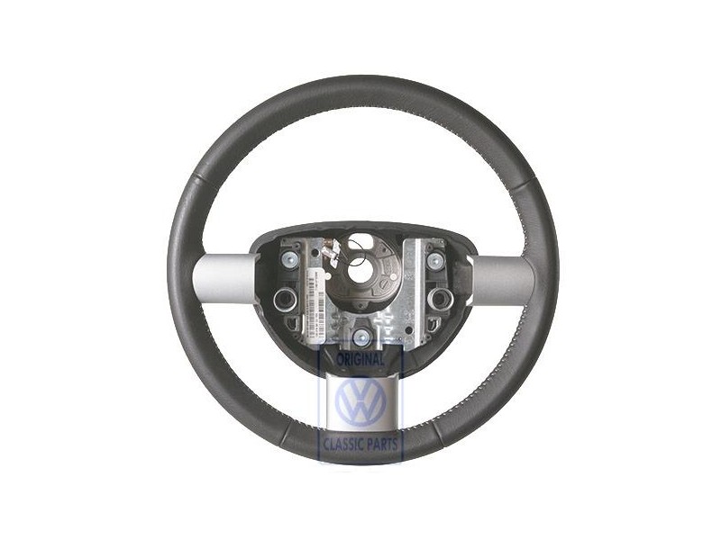 VW Original Volante Direccion (Cuero) Negro/Blanco - 1C0419091DCYXX