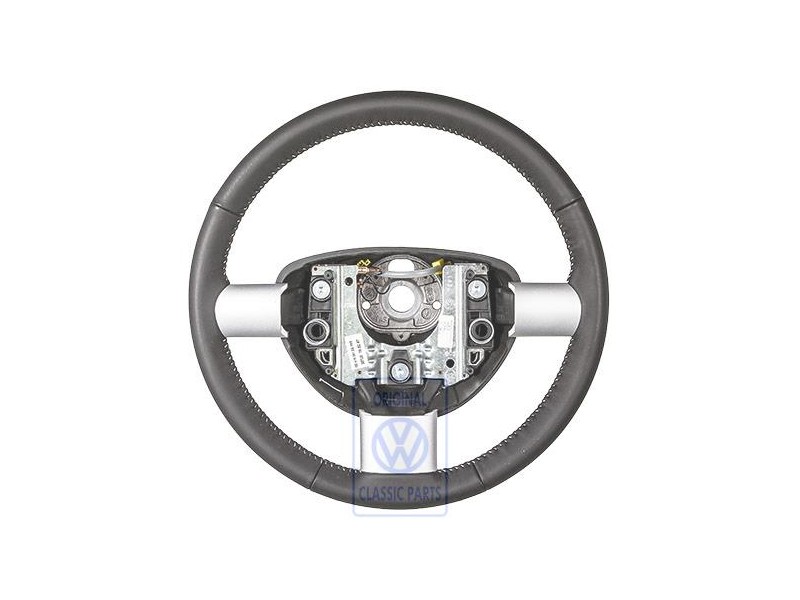 VW Original Volante Direccion (Cuero) Negro/Blanco - 1C0419091DGYXX