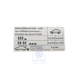 VW Original Adhesivo P. Presion Neumaticos - 1E0010076N