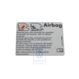 VW Original Adhesivo 'Airbag' Al Utilizar Asientos P. 