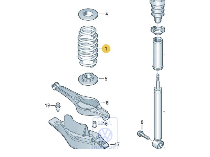 VW Original Muelles Helicoidales - 1K0511115CQ