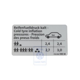 VW Original Adhesivo P. Presion Neumaticos - 1T0010390M