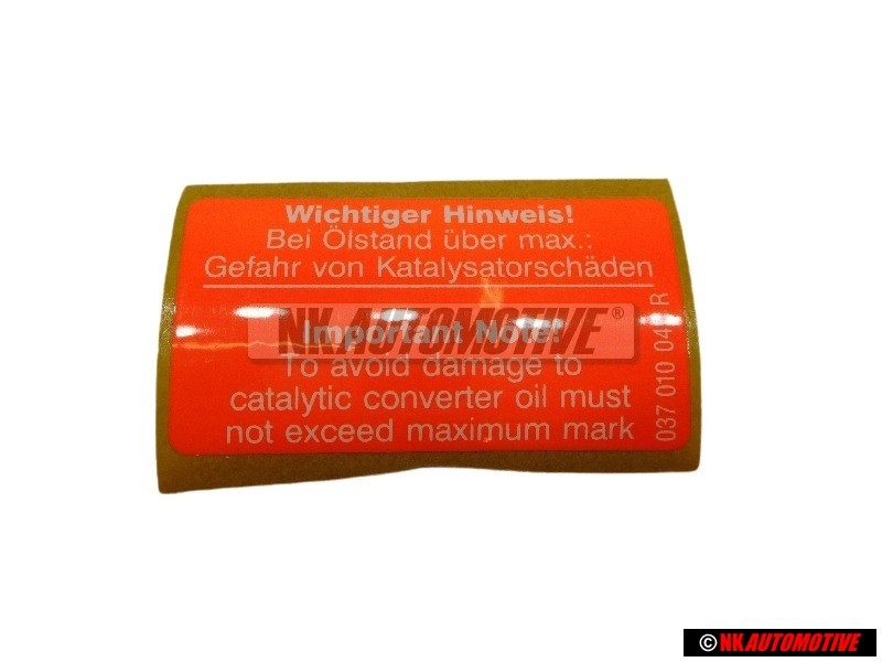 VW Original Placa Identific. Danos En El Catalizador Attention - 077010116A