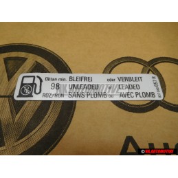 VW Original Placa De Identificacion Octano Min. 