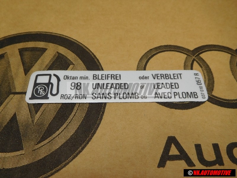 VW Original Placa De Identificacion Octano Min. 