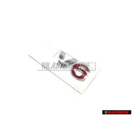 VW Original V6 Trasero Rotulo Insignia Emblema Cromo Rojo - 1J0853675H GQF